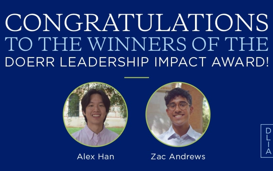 Rice News: Doerr Leader Impact Award winners Alex Han and Zac Andrews